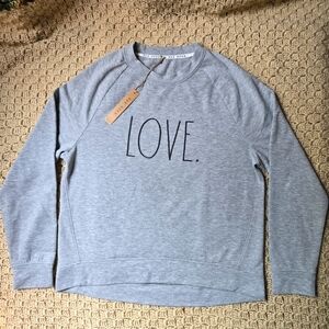 Rae Dunn LOVE. Gray Crewneck Sweatshirt Small